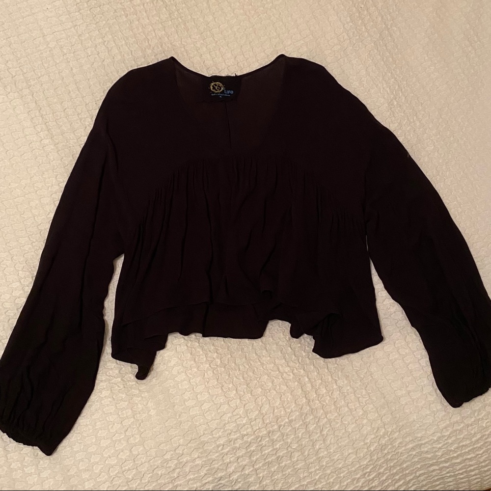 Blue Life Black Crop Blouse From Planet Blue